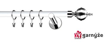 Kovové garnýže jednořadé moderní 19mm EXTRA - ROXY nerezové, bílé