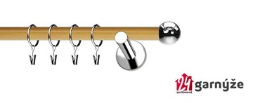 Kovové garnýže jednořadé moderní 19mm EXTRA - KOULE nerezové, borovice
