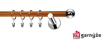 Kovové garnýže jednořadé moderní 19mm EXTRA - KOULE nerezové, třešeň