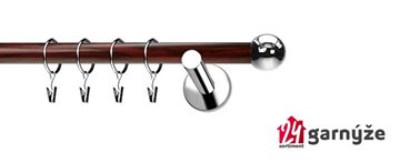 Kovové garnýže jednořadé moderní 19mm EXTRA - KOULE nerezové, mahagon