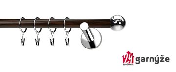 Kovové garnýže jednořadé moderní 19mm EXTRA - KOULE nerezové, wenge