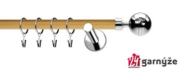 Kovové garnýže jednořadé moderní 19mm EXTRA - KOULE ELEGANT nerezové, borovice