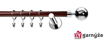 Kovové garnýže jednořadé moderní 19mm EXTRA - KOULE ELEGANT nerezové, mahagon