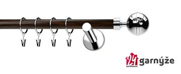 Kovové garnýže jednořadé moderní 19mm EXTRA - KOULE ELEGANT nerezové, wenge