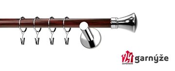 Kovové garnýže jednořadé moderní 19mm EXTRA - LIBERTY nerezové, mahagon