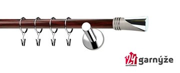 Kovové garnýže jednořadé moderní 19mm EXTRA - LOCA nerezové, mahagon