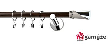 Kovové garnýže jednořadé moderní 19mm EXTRA - LOCA nerezové, wenge