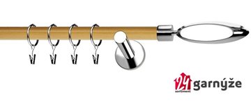 Kovové garnýže jednořadé moderní 19mm EXTRA - MIRELLA nerezové, borovice