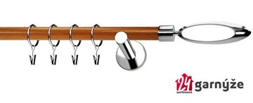 Kovové garnýže jednořadé moderní 19mm EXTRA - MIRELLA nerezové, třešeň