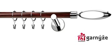 Kovové garnýže jednořadé moderní 19mm EXTRA - MIRELLA nerezové, mahagon