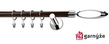 Kovové garnýže jednořadé moderní 19mm EXTRA - MIRELLA nerezové, wenge