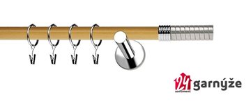 Kovové garnýže jednořadé moderní 19mm EXTRA - MONACO nerezové, borovice
