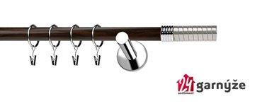 Kovové garnýže jednořadé moderní 19mm EXTRA - OPTIMA nerezové, mahagon