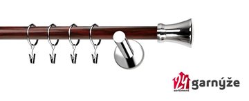 Kovové garnýže jednořadé moderní 19mm EXTRA - ORTO nerezové, mahagon