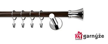 Kovové garnýže jednořadé moderní 19mm EXTRA - ORTO nerezové, wenge