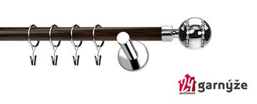 Kovové garnýže jednořadé moderní 19mm EXTRA - PICO CRYSTAL nerezové, wenge