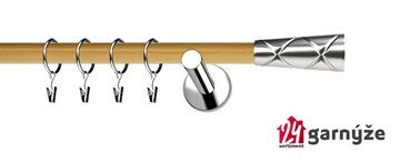 Kovové garnýže jednořadé moderní 19mm EXTRA - PINO nerezové, borovice