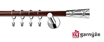 Kovové garnýže jednořadé moderní 19mm EXTRA - PINO nerezové, mahagon