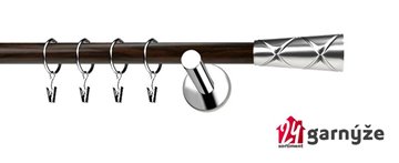 Kovové garnýže jednořadé moderní 19mm EXTRA - PINO nerezové, wenge