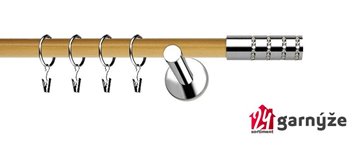 Kovové garnýže jednořadé moderní 19mm EXTRA - ROSETTI CRYSTAL nerezové, borovice