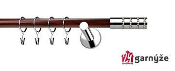 Kovové garnýže jednořadé moderní 19mm EXTRA - ROSETTI CRYSTAL nerezové, mahagon