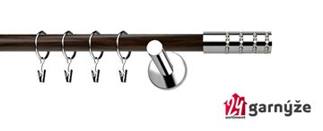 Kovové garnýže jednořadé moderní 19mm EXTRA - ROSETTI CRYSTAL nerezové, wenge