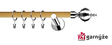 Kovové garnýže jednořadé moderní 19mm EXTRA - ROXY nerezové, borovice