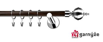 Kovové garnýže jednořadé moderní 19mm EXTRA - ROXY nerezové, wenge