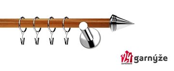Kovové garnýže jednořadé moderní 19mm EXTRA - KUŽEL nerezové, třešeň