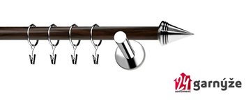 Kovové garnýže jednořadé moderní 19mm EXTRA- KUŽEL nerezové, wenge