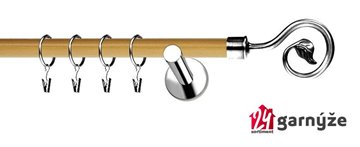 Kovové garnýže jednořadé moderní 19mm EXTRA - SPIRÁLA nerezové, borovice