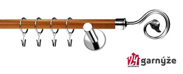 Kovové garnýže jednořadé moderní 19mm EXTRA - SPIRÁLA nerezové, třešeň