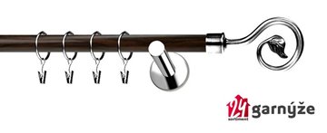 Kovové garnýže jednořadé moderní 19mm EXTRA - SPIRÁLA nerezové, wenge