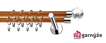 Kovové garnýže dvouřadé moderní 19 a 19mm - Extra BELUNA CRYSTAL nerezové, třešeň