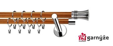 Kovové garnýže dvouřadé moderní 19 a 19mm - Extra CAPRI nerezové, třešeň