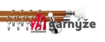 Kovové garnýže dvouřadé moderní 19 a 19mm - Extra CLAREX CRYSTAL nerezové, třešeň