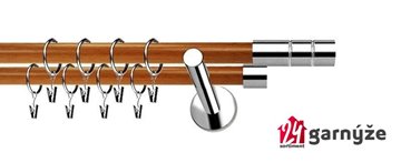 Kovové garnýže dvouřadé moderní 19 a 19mm - Extra CYLINDR nerezové, třešeň