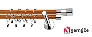 Kovové garnýže dvouřadé moderní 19 a 19mm - Extra DORIS nerezové, třešeň