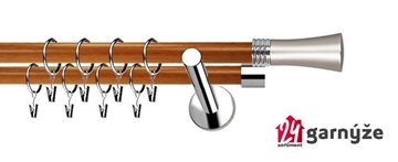 Kovové garnýže dvouřadé moderní 19 a 19mm - Extra FIONA nerezové, třešeň