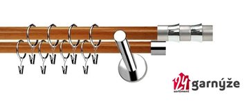 Kovové garnýže dvouřadé moderní 19 a 19mm - Extra FRESNO nerezové, třešeň