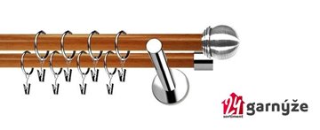 Kovové garnýže dvouřadé moderní 19 a 19mm - Extra KNOFLÍK nerezové, třešeň