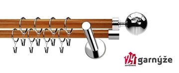 Kovové garnýže dvouřadé moderní 19 a 19mm - Extra KOULE ELEGANT nerezové, třešeň