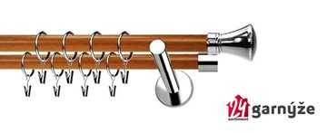 Kovové garnýže dvouřadé moderní 19 a 19mm - Extra LIBERTY nerezové, třešeň
