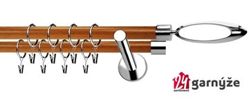 Kovové garnýže dvouřadé moderní 19 a 19mm - Extra MIRELLA nerezové, třešeň