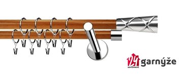 Kovové garnýže dvouřadé moderní 19 a 19mm - Extra PINO nerezové, třešeň