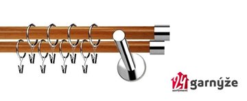Kovové garnýže dvouřadé moderní 19 a 19mm - Extra LUNA nerezové, třešeň
