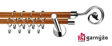 Kovové garnýže dvouřadé moderní 19 a 19mm - Extra SPIRÁLA nerezové, třešeň