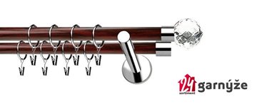 Kovové garnýže dvouřadé moderní 19 a 19mm - Extra BELUNA CRYSTAL nerezové, mahagon