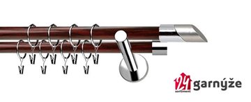 Kovové garnýže dvouřadé moderní 19 a 19mm - Extra FALKO nerezové, mahagon