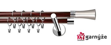 Kovové garnýže dvouřadé moderní 19 a 19mm - Extra FIONA nerezové, mahagon